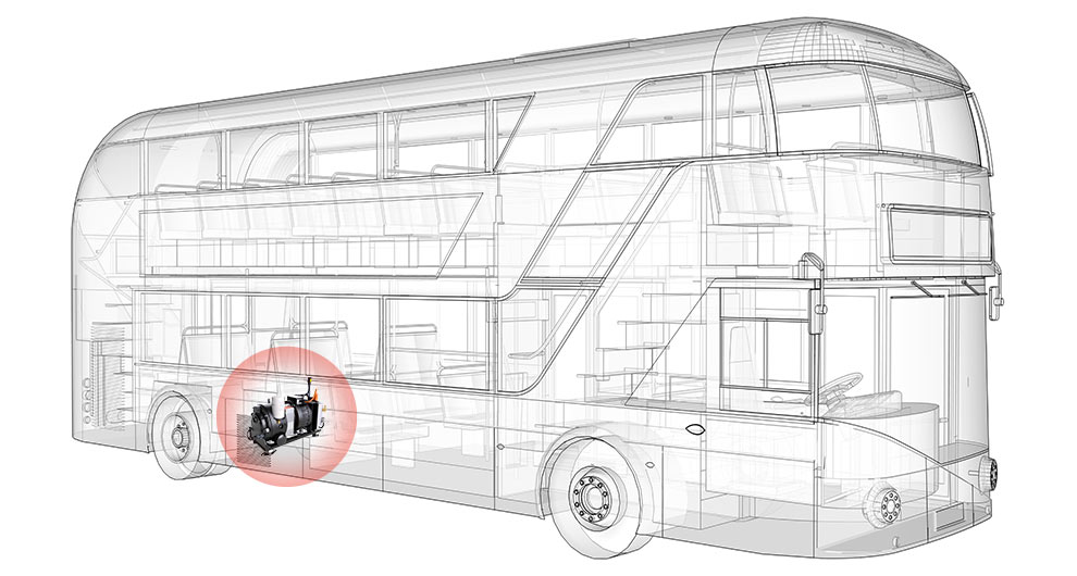 installazione del compressore d'aria per autobus elettrici